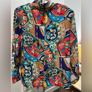 Vintage Howard Wolf Women’s Bold Colorful Floral Long Sleeve Blouse Size 12